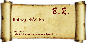 Babay Réka névjegykártya